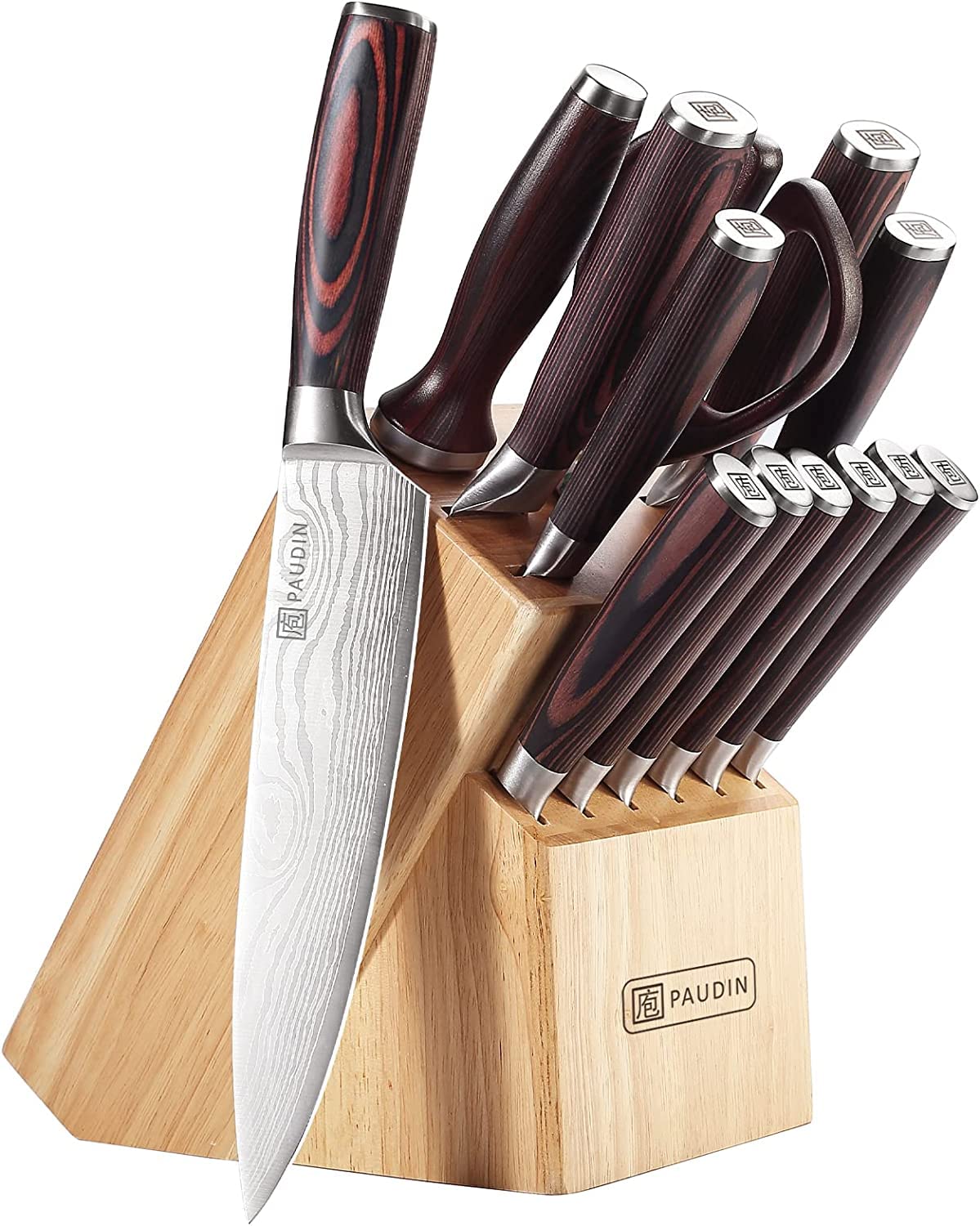 PAUDIN 14-Piece Chef's Knife Set with Storage Block | chef knife set