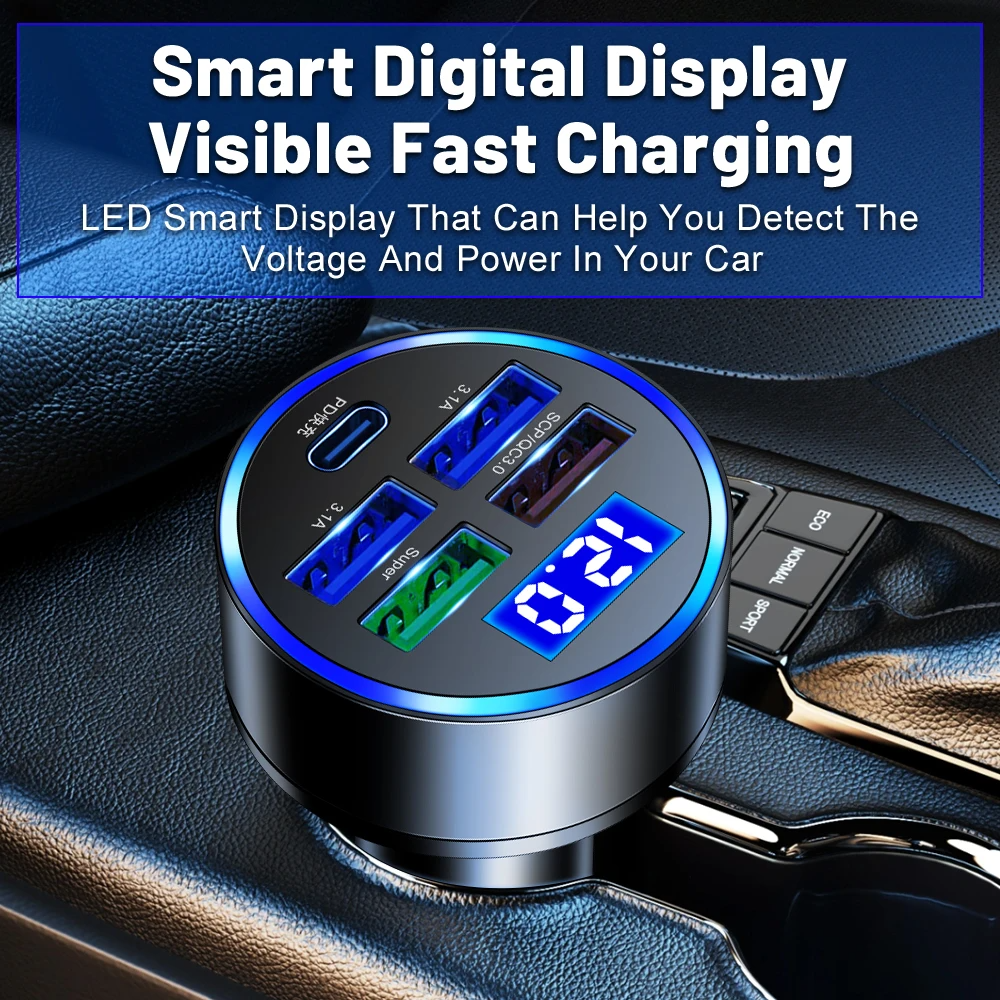 5-Port High-Speed Car Charger for Smartphones