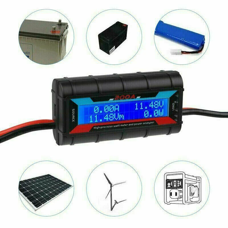 200A High-Precision DC LCD Power Meter | high precision power meter