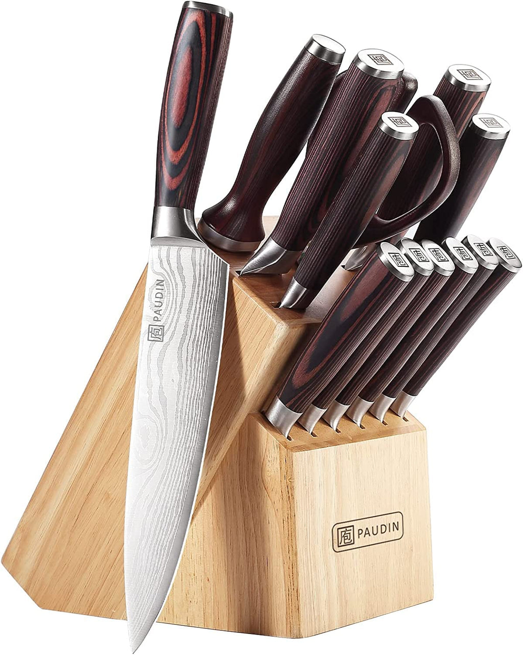 PAUDIN 14-Piece Chef's Knife Set with Storage Block | chef knife set