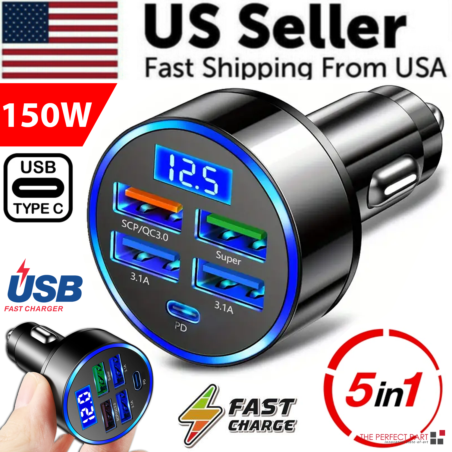 5-Port High-Speed Car Charger for Smartphones