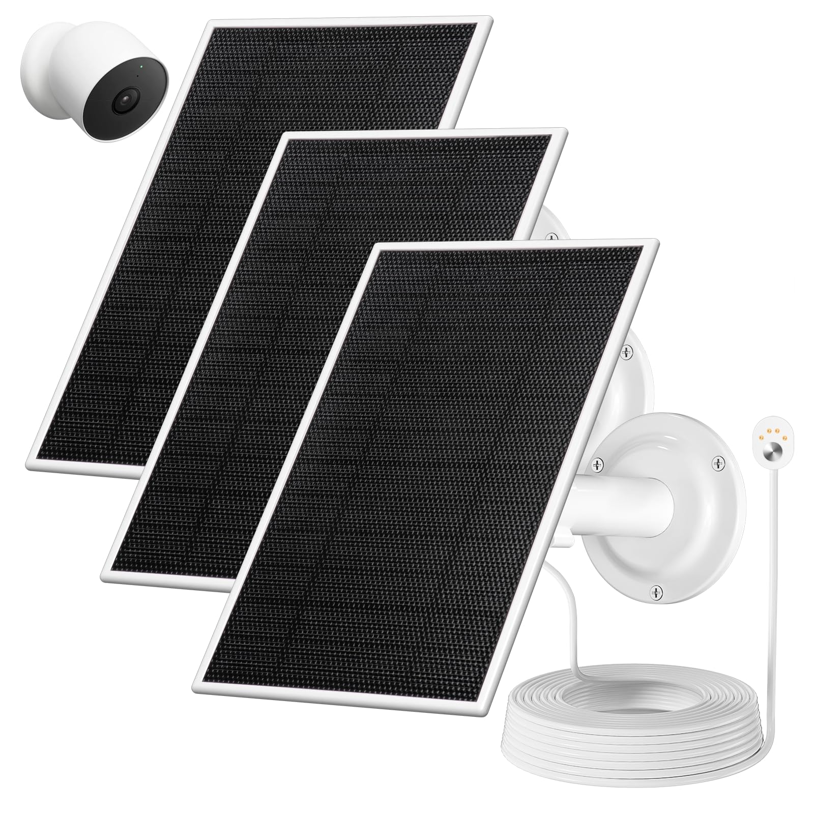 6V 4.5W Nest Cam Solar Panel Kit, IP65, 10ft Cable - 3 Pack | outdoor surveillance solar panel