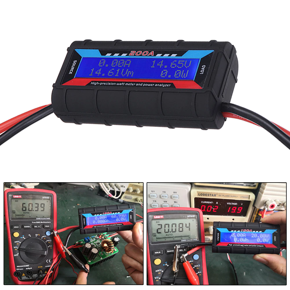 200A High-Precision DC LCD Power Meter | high precision power meter