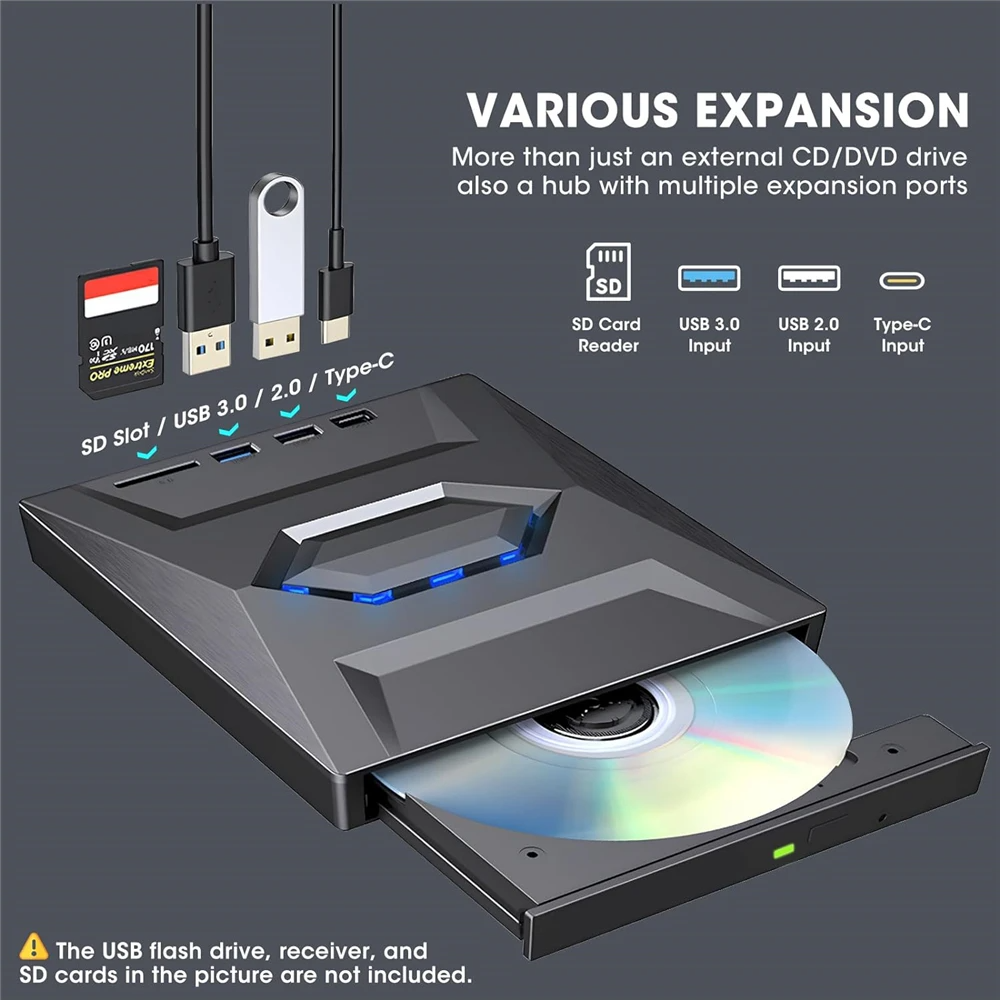 USB 3.0 ekstern CD/DVD-drev til PC og Mac | eksternt CD DVD-drev