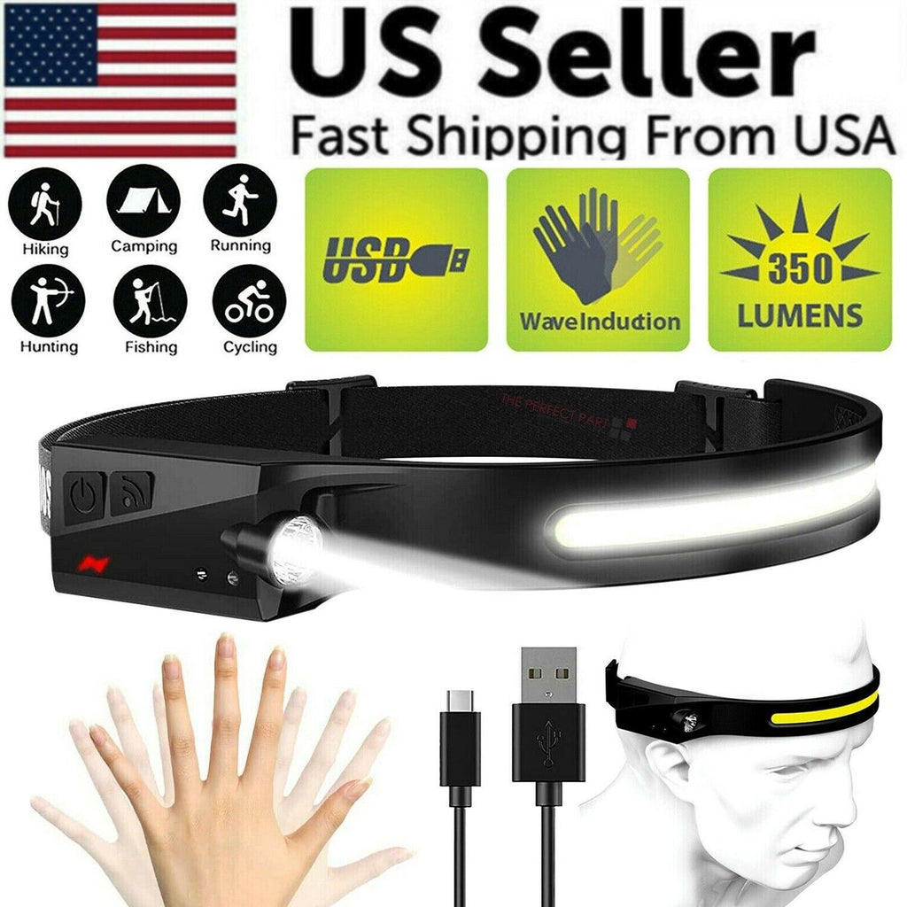 COB LED Headlamp USB Rechargeable Headlight Torch Work Light Bar Head Band Lamp| rechargeable LED headlamp