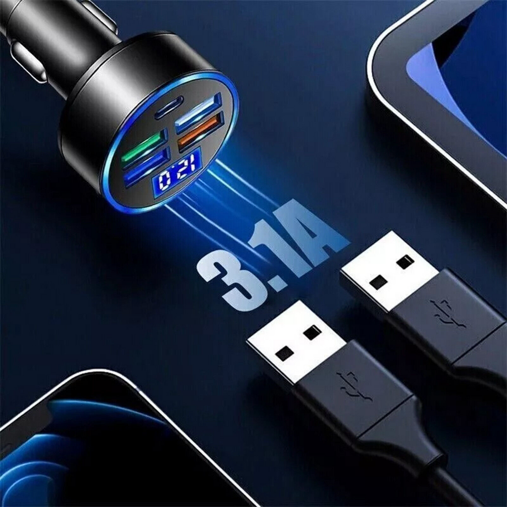 5-Port High-Speed Car Charger for Smartphones