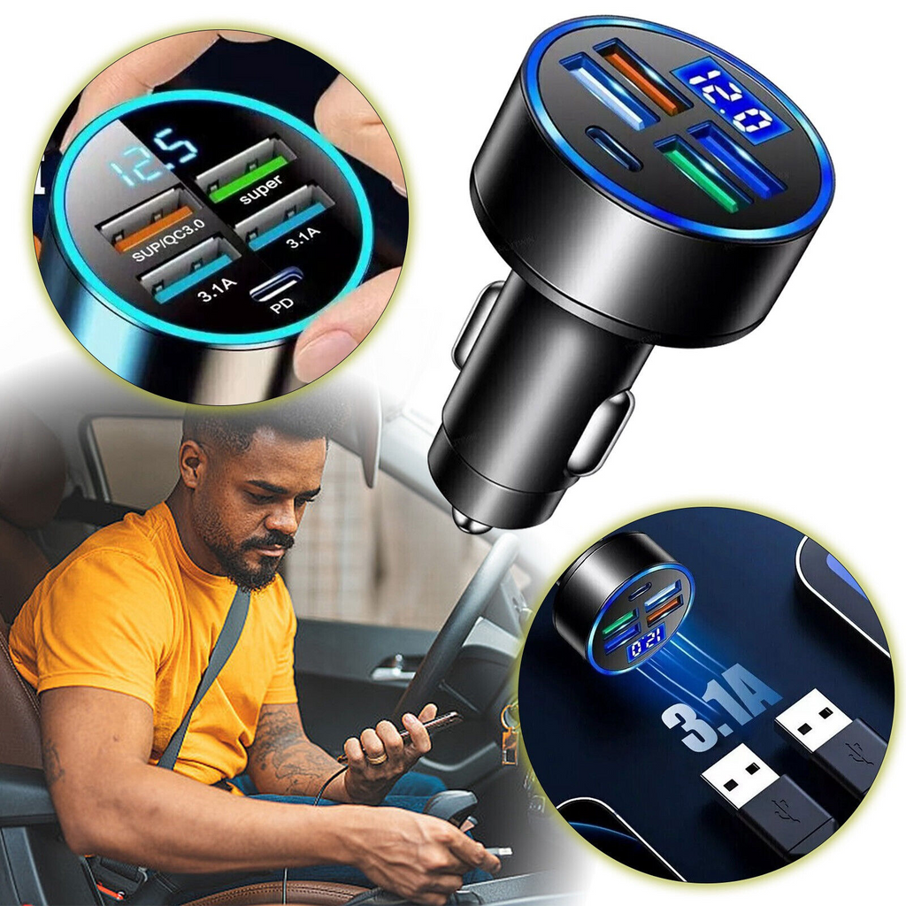 5-Port High-Speed Car Charger for Smartphones