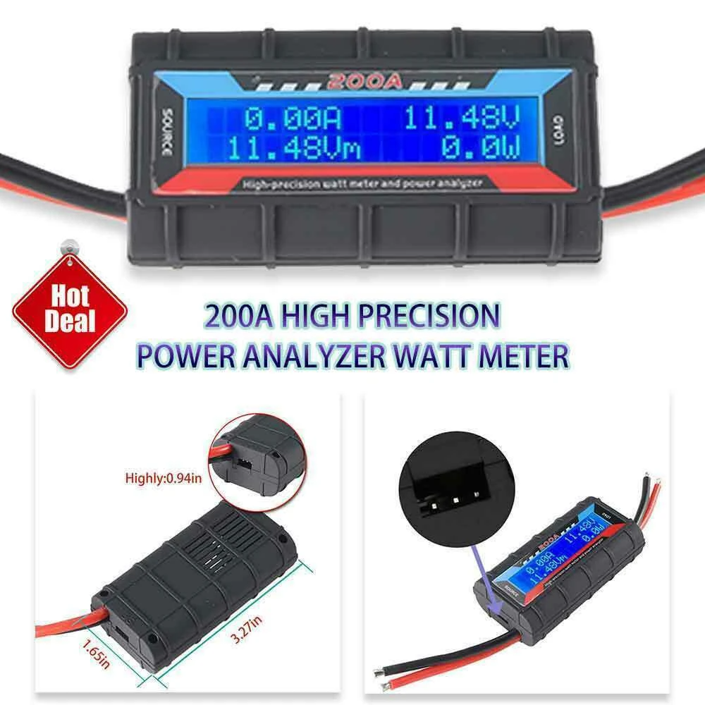 200A High-Precision DC LCD Power Meter | high precision power meter