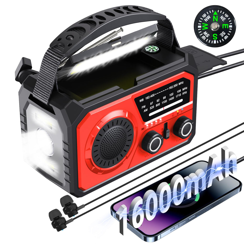 Ultra 16000mAh Solar Emergency Radio with NOAA Alerts