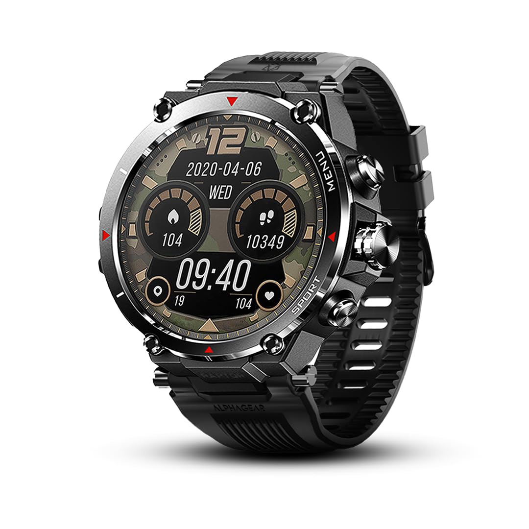 ALPHAGEAR Raptor 1.45" Display Smartwatch + Long-Life Battery | fitness smartwatch with GPS