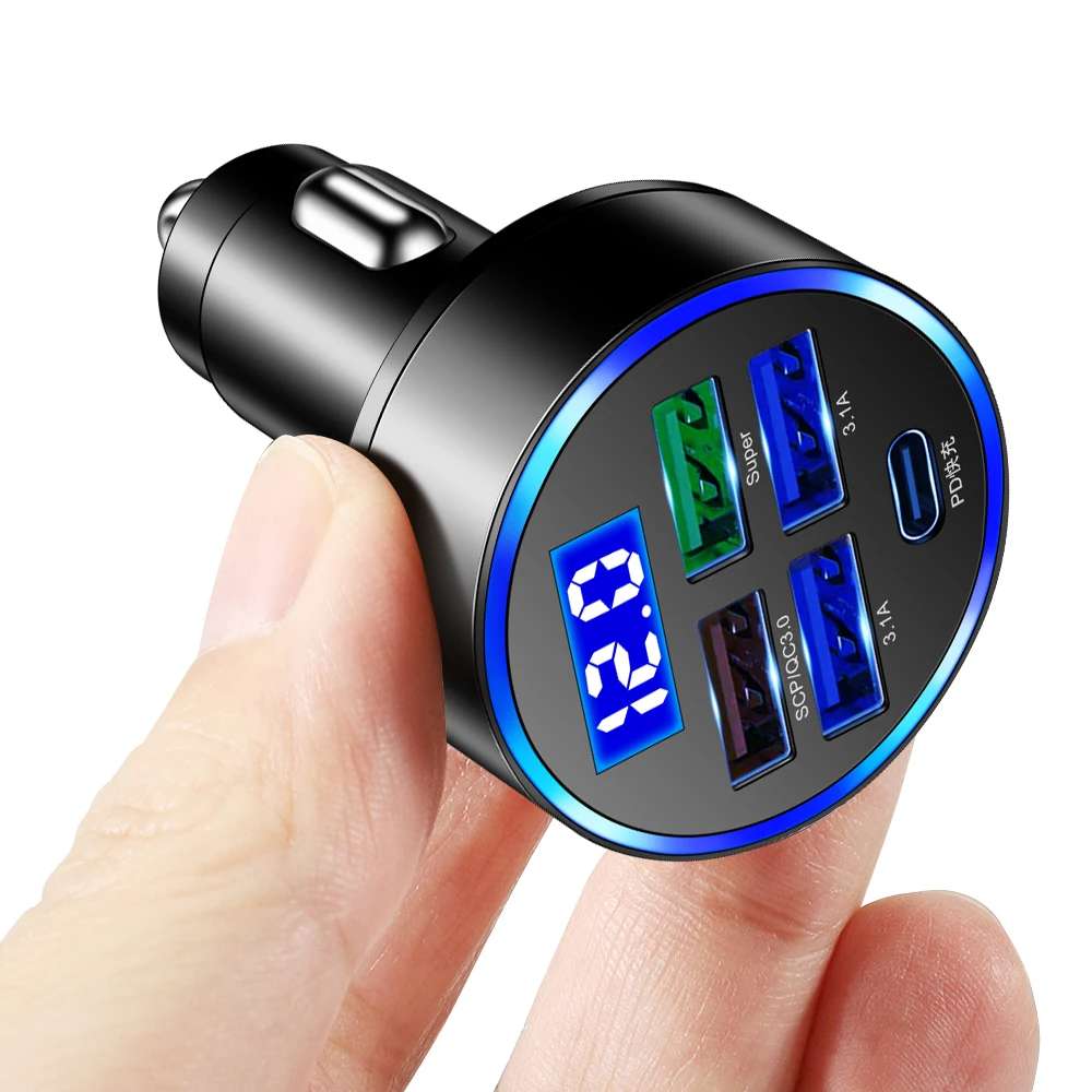 5-Port High-Speed Car Charger for Smartphones