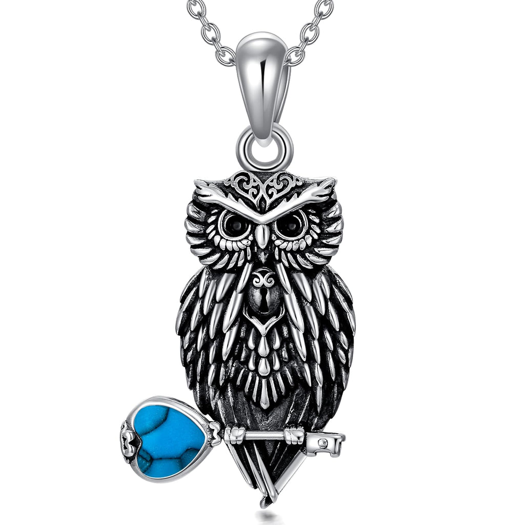 Turquoise Wisdom Owl Pendant | sterling silver jewelry