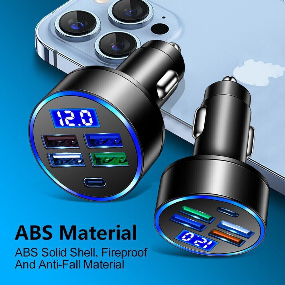 5-Port High-Speed Car Charger for Smartphones