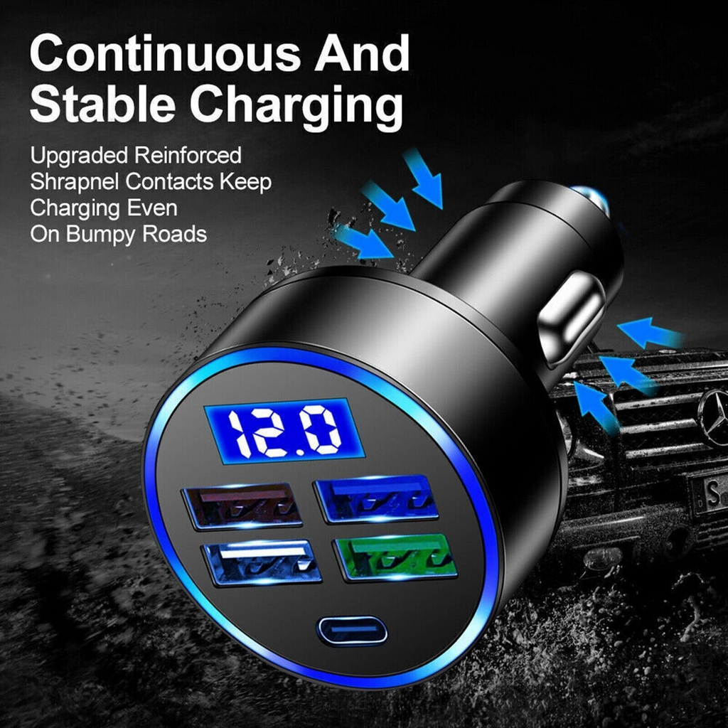 5-Port High-Speed Car Charger for Smartphones