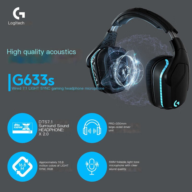 Logitech G633s Surround Sound Gaming Headset - Gaming Headset Surround Sound