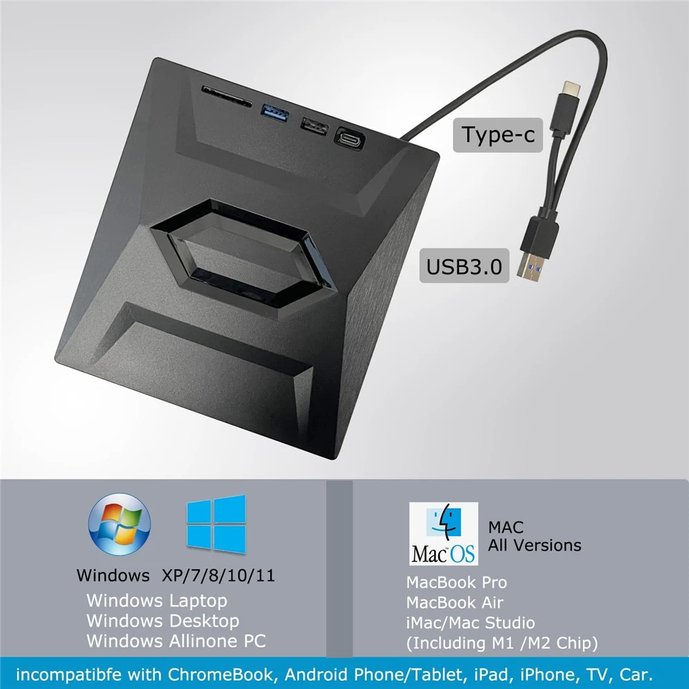 USB 3.0 ekstern CD/DVD-drev til PC og Mac | eksternt CD DVD-drev