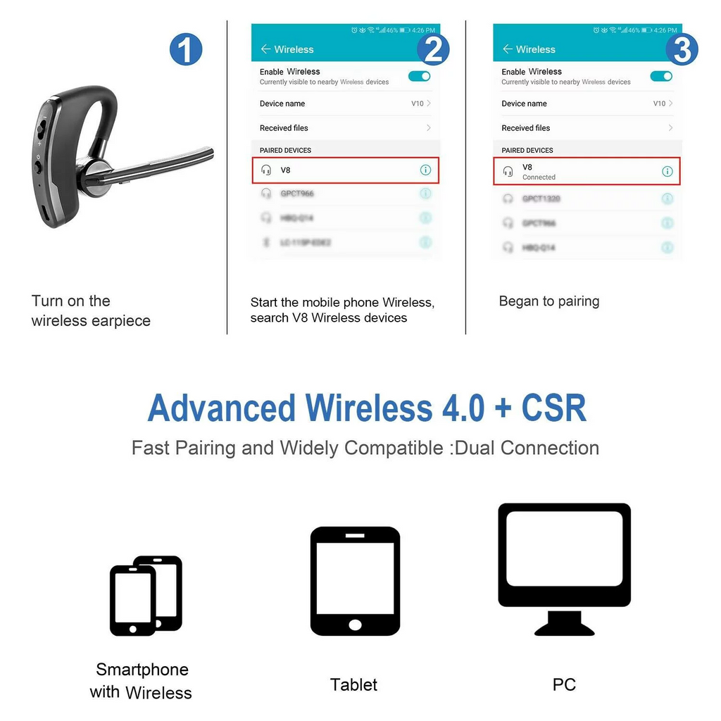 ClearSound Bluetooth Headset for Truckers | comfortable Bluetooth headset