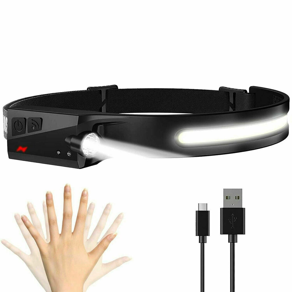 COB LED Headlamp USB Rechargeable Headlight Torch Work Light Bar Head Band Lamp| rechargeable LED headlamp