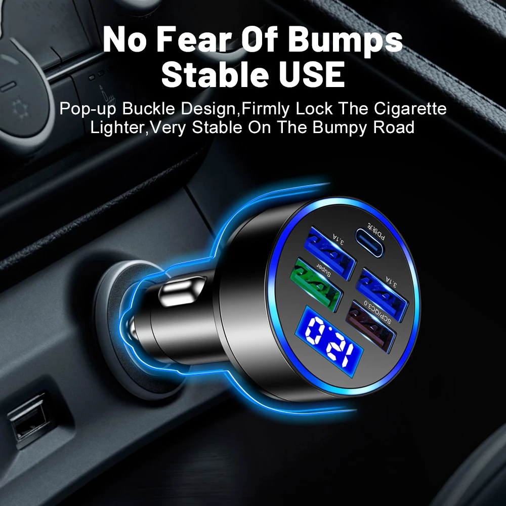 5-Port High-Speed Car Charger for Smartphones