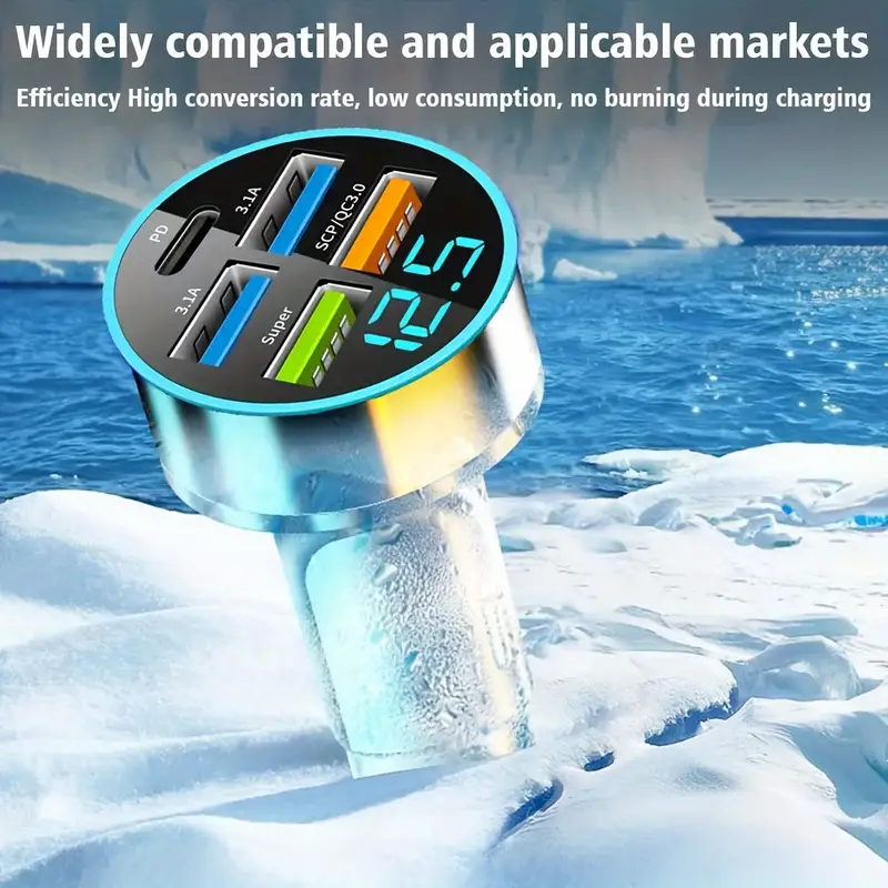 5-Port High-Speed Car Charger for Smartphones