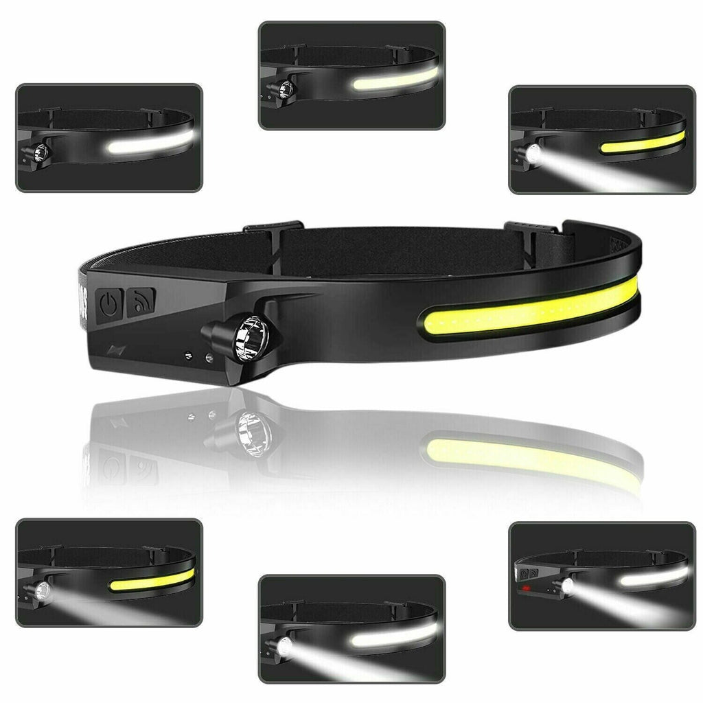 COB LED Headlamp USB Rechargeable Headlight Torch Work Light Bar Head Band Lamp| rechargeable LED headlamp