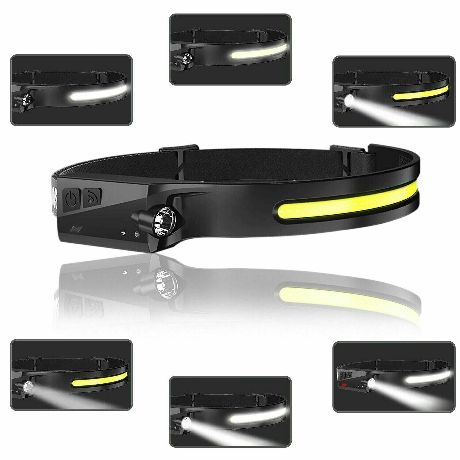 COB LED Headlamp USB Rechargeable Headlight Torch Work Light Bar Head Band Lamp| rechargeable LED headlamp