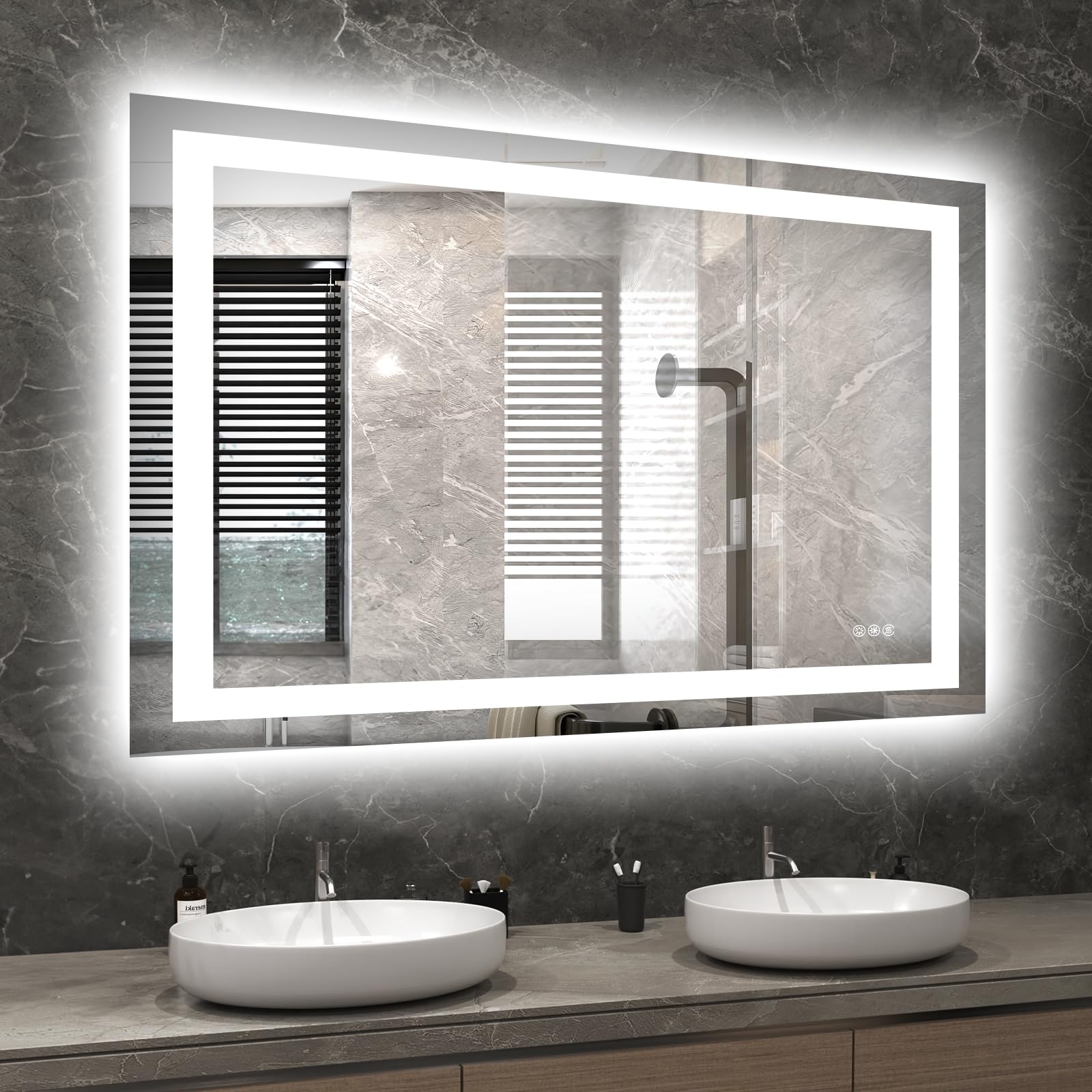 Hivone 40x34 Belyst LED-badeværelsesspejl