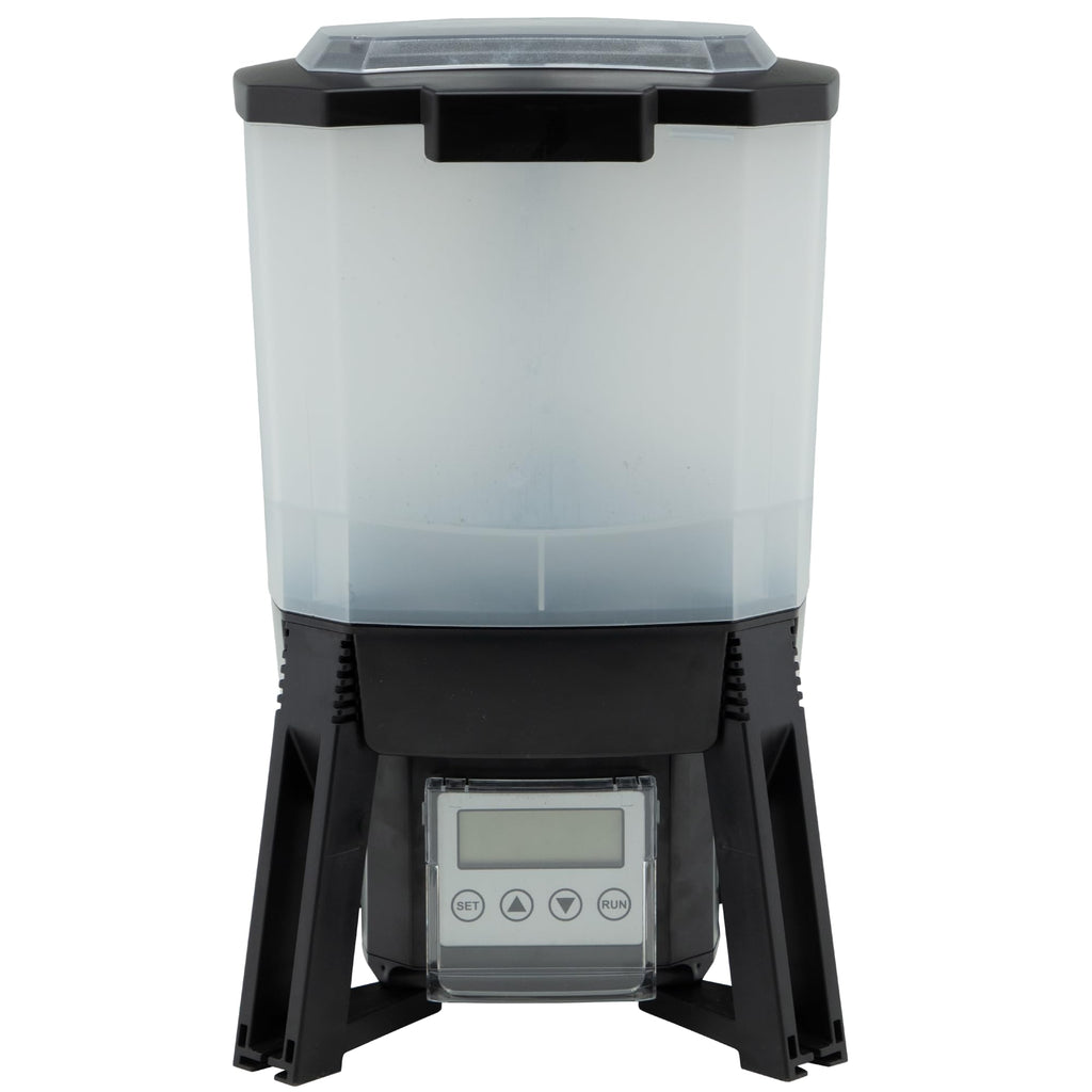 The Pond Guy KoiGrower Automatic Fish Feeder Solar Battery & AC Electric Power Auto Timed Koi Pellet Feeder 5 Gallon Feed Container